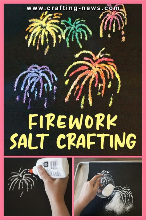 Amazing idea for salt painting fireworks. 4th July, New Year, Bonfire Night. Kids salt painting craft idea. Toddler Firework Craft, Eyfs Fireworks Activities, Bonfire Arts And Crafts, Bonfire Night Art For Kids, Firework Art Eyfs, Bonfire Night Crafts For Toddlers, Fireworks Eyfs Activities, Bonfire Night Activities Eyfs, Firework Activities For Kids