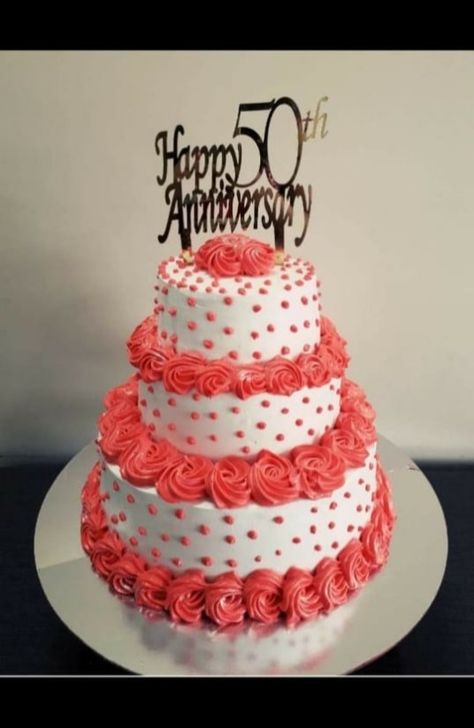 5 kg 50th anniversary 3 tier cake With beautiful roses❤️ 5kg Cake Design, 2 Layer Cakes, 3 Tier Cake, Tier Cake, Cake Designs Birthday, Manga Artist, Anniversary Cake, Tiered Cakes, 50th Anniversary