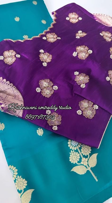 Violet Blouse Maggam Work Designs, Trendy Maggam Work Blouse Designs, Maggam Work Designs Latest, Blouse Maggam Work Designs, Simple Latest Maggam Work Designs, Magam Work Blouses Latest, Blouse Maggam Work, Boat Neck Blouse Design, Maggam Work Designs