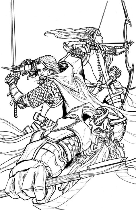 gimli aragorn and legolas by anchan Lord Of The Rings Coloring Pages, Aragorn Drawing, Aragorn And Legolas, Rainbow Fish Coloring Page, Camping Coloring Pages, Penguin Coloring Pages, Shark Coloring Pages, Farm Animal Coloring Pages, Tolkien Art