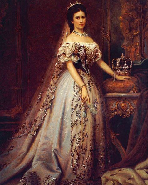 “Empress Elisabeth of Austria, by Székely Bertalan, ca. 1867 💖💖💖 I just spent a wonderful 2 hours listening to a lecture by Dr. Géza von Habsburg, the…” Empress Sissi, Era Victoria, Empress Elisabeth, Victorian Paintings, Court Dresses, Vintage Gowns, Victorian Art, Historical Costume, Historical Dresses