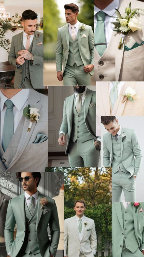 dream tuxedos Groom Suit Black, Wedding Color Schemes Spring, Green Wedding Suit, Fashion Models Men, Mens Wedding Attire, Bride Dress Simple, Couple Wedding Dress, Dream Wedding Decorations, Dress Code Wedding