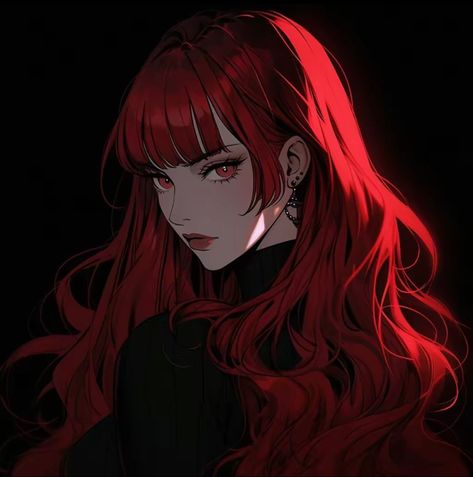 Red Hair Vampire, Red Hair Cartoon, Mirei Kiritani, Redhead Woman, Gothic Drawings, Anime Red Hair, Punk Disney Princesses, Anime Demon Boy, Dark Red Hair