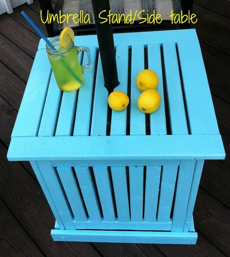 Pop of Color Umbrella Stand/Side Table Umbrella Stand Side Table, Diy Patio Umbrella, Patio Umbrellas Diy, Patio Umbrella Lights, Best Patio Umbrella, Outdoor Umbrella Stand, Patio Layout, Raised Patio, Patio Umbrella Stand