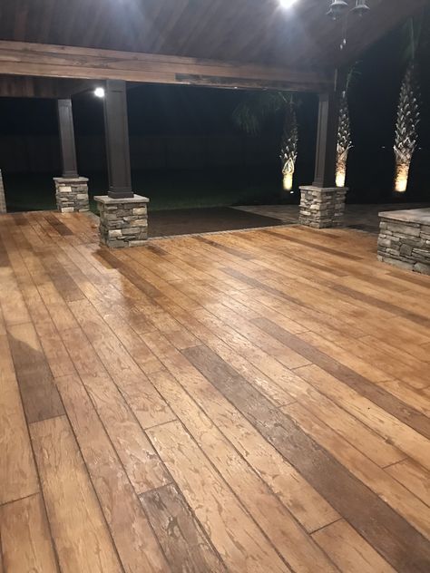 Stamped Concrete Front Patio, Concrete Patio Stamped, Stained Stamped Concrete, Outdoor Stamped Concrete Patio, Wood Stamped Concrete Interior Floors, Stamped Concrete Bathroom Floor, Stamped Concrete Inside House, Indoor Stamped Concrete Floors, Stamped Concrete Interior Floors