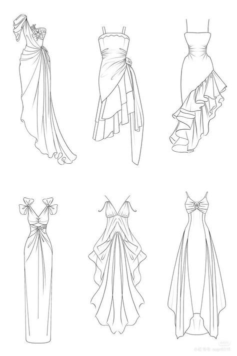 How To Design A Dress Step By Step, Long Skirt Sketch, Drawing Ideas Clothes Sketch, Fashion Design Base, Technical Drawing Fashion Dress, How To Draw Dresses, Dresses Drawing Design, Drawing Clothes Outfits Sketch, Dress Reference Drawing