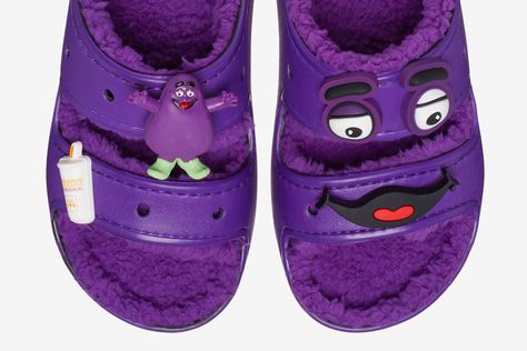 McDonald's x Crocs? Yeah, it's happening.The two brands are joining forces for a collection of classic clogs and sandals inspired by McDonald's famous characte… Grimace Crocs, Croc Charms, Christmas 2023, Christmas List, Clogs, Latest News, Charms, Sandals, Birthday