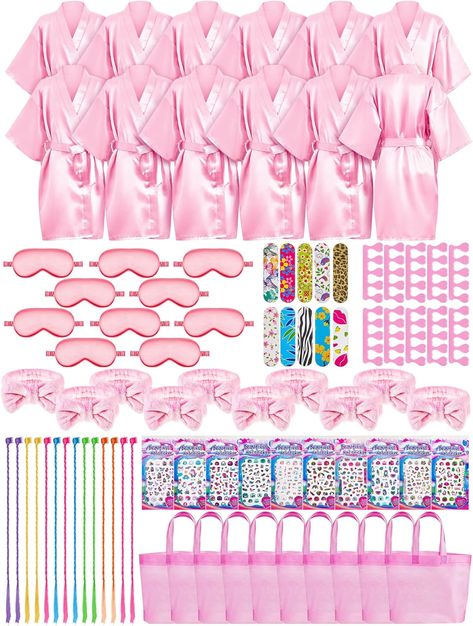 40 Best Birthday Party Themes for Teens - Green In May Girls Slumber Party, Kids Spa Party, Spa Party Favors, Spa Girl, Satin Robes, Spa Items, Kids Spa, Spa Headband, Kids Party Supplies