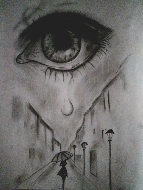 Don't cry when it is rain Quiet Drawing, Rain Sketch, Umbrella Drawing, Instagram Profile Pic, Draw Eyes, Neha Kakkar, Red Umbrella, Rain Storm, Hand Sketch