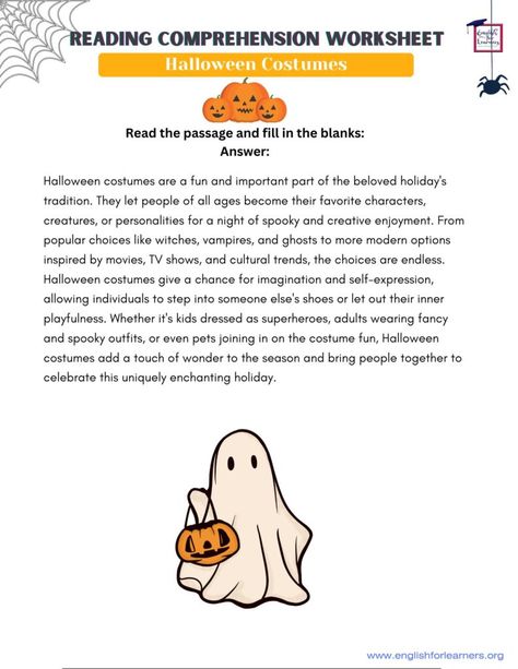 reading comprehension worksheet halloween, halloween reading comprehension, halloween reading comprehension Halloween Reading Comprehension, List Of Words, Halloween Reading, Short Paragraph, Reading Comprehension Lessons, Vocabulary Lessons, About Halloween, Comprehension Worksheets, Grammar Lessons