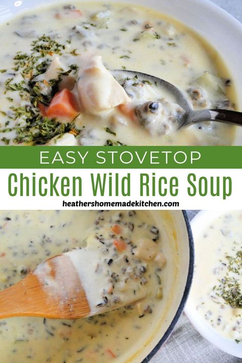 Chicken Wild Rice Soup With Canned Rice, Creamy Chicken Wild Rice Soup Recipes, Creamy Chicken And Wild Rice Soup Easy, Wild Rice Chicken Soup Stove Top, Stovetop Chicken Wild Rice Soup, Creamy Wild Rice Soup Recipes, Chicken Wild Rice Soup Creamy, Easy Stovetop Soup, Easy Chicken And Wild Rice Soup