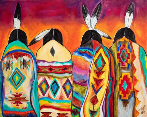 Native American Art Painting, Native American Paintings Canvases, Native American Feather Art, Western Art Projects, Choctaw Art, Cherokee Indian Art, Western Painting Ideas, Native Paintings, Southwest Art Paintings