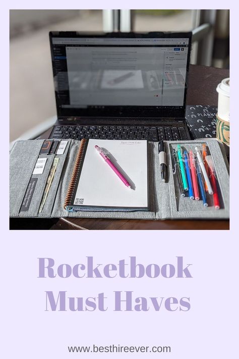 Take your Rocketbook anywhere with you with these awesome add-ons! Rocketbook Planner Ideas, College Note Taking, Panda Planner, Notebook Templates, Frixion Pens, Classroom Layout, Pen Storage, Planner Tips, Work Planner