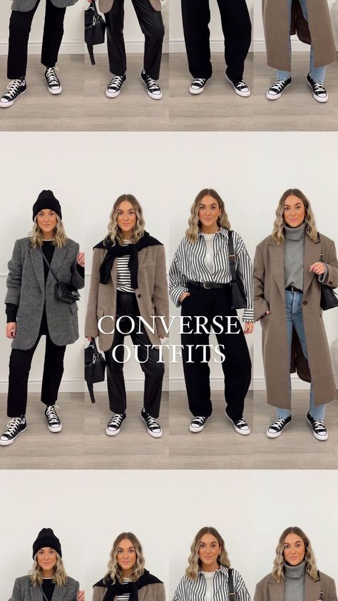 Jeans Blazer Converse Outfit, Converse Airport Outfit, Lug Converse Outfit, Women’s Converse Outfits, Classic Converse Outfit, Converse Classic Outfit, Silver Converse Outfit, Outfits With Hightop Converse, Allstar Converse Outfits