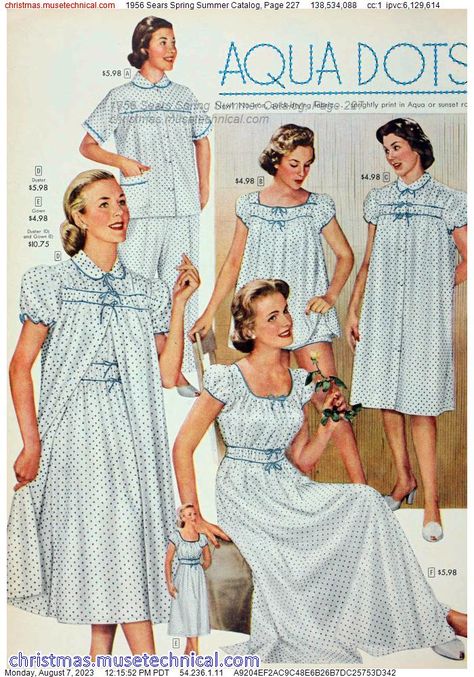 50s Nightgown, Vintage Housewife, Vintage Pajamas, 1950’s Fashion, Fifties Fashion, Fashion 1950s, Christmas Catalogs, Retro Girls, Vintage Wardrobe