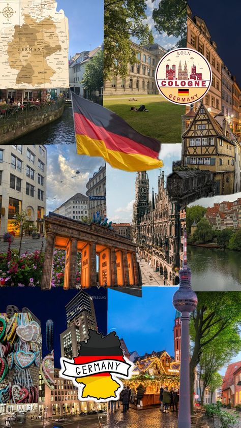 Germany School Aesthetic, Germany Wallpaper Aesthetic, German Language Aesthetic, Germany Collage, Germany University, German Wallpaper, Country Collage, Germany Aesthetic, Book Collage