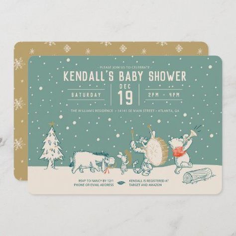 $2.86 | Winnie the Pooh and Pals Winter Baby Shower - Baby Shower Invitations #winniethepooh #disney #babyshower #winterbabyshower #christmasbabyshower #christmas #winter #character #genderneutral #winniethepoohbabyshower Winter Invitations, Winter Baby Shower Invitations, Holiday Baby Shower, December Baby, Winnie The Pooh Christmas, Disney Baby Shower, Cute Winnie The Pooh, Woodland Baby Shower Invitations, Pooh Baby