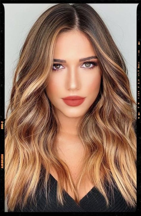 Hair Color Idea Brown Auburn Blonde Balayage, Dark Hair With Golden Balayage, Buttery Caramel Hair Balayage, Honey Gloss Hair, Red Brown To Blonde Balayage, Caramel Medium Length Hair, Yellow Blonde Highlights On Brown Hair, Honey Bayalage Brunette Medium Length, Honey Tones Brown Hair