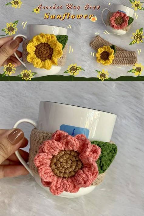 CROCHET IDEAS : How to Crochet Sunflower Mug Cozy 🌻🌻 Crochet Mug Cozy 💖Crochet Sunflower Mug Cozy | 
How to Crochet a Cup Cozy 🥰💖 Crochet Mug Cozies, Crochet Mug Cozy Pattern, Mug Warmer Crochet, Crochet Mug Cozy Free Pattern, Crochet Flower Cup Cozy, Mug Cozies, Cup Cozy Crochet, Mug Cozy Pattern, Cup Cozy Crochet Pattern