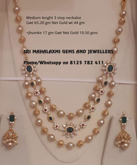 Pearl Jewelry Design Simple, Ramparivar Haram Designs, Gold Pearl Jewelry Necklace, Choker Necklace Designs, Pearl Jewelry Design, Gold Jewelry Simple Necklace, Pearl Necklace Designs, Gold Necklace Indian Bridal Jewelry, Gold Bridal Jewellery Sets