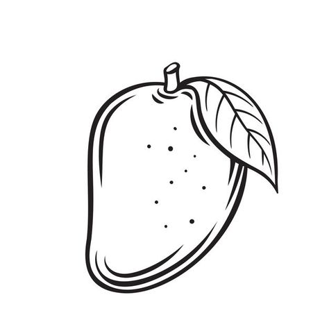 Mango Outline Drawing, Mango Tattoo Black And White, Mango Line Art, Mango Tattoo Minimalist, Mango Fruit Drawing, Mango Outline, Mango Doodle, Mango Drawings, Mango Tattoo