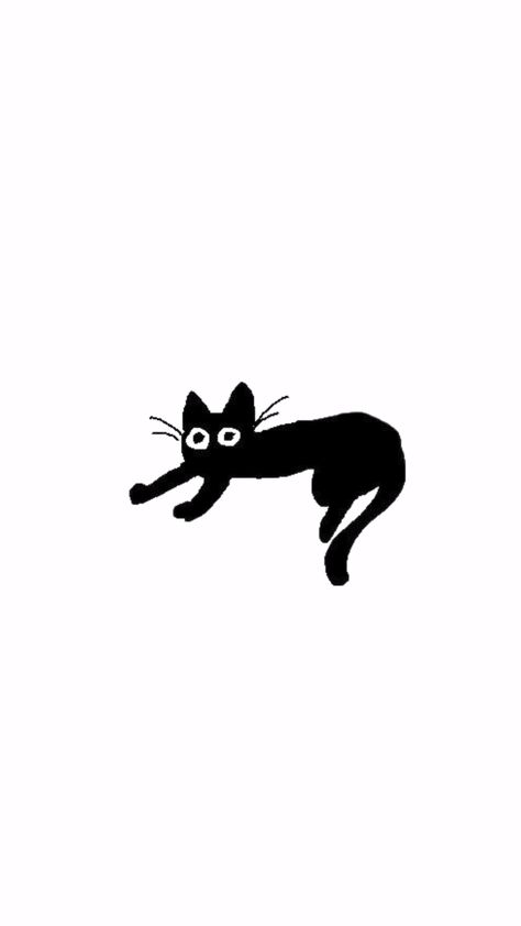 Black And White Cat Aesthetic Wallpaper, Black And White Doodle Wallpaper, Black And White Cats Wallpaper, Cat Doodle Wallpaper, Cute Black And White Wallpapers, Black And White Cat Wallpaper, Iphone Wallpaper Stars, Simple Cat Drawing, White Background Wallpaper