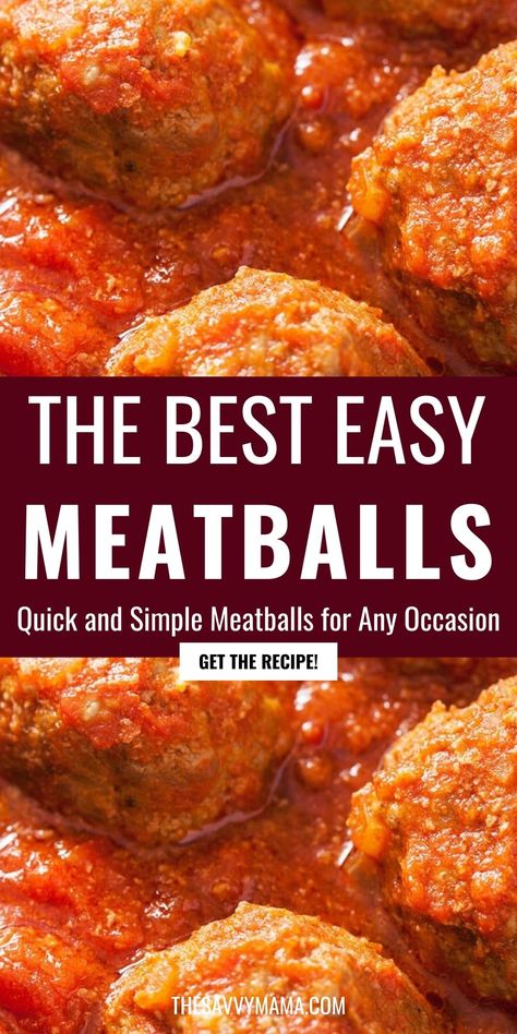 Try the best easy meatballs that are perfect for any dinner! This quick and simple recipe is ideal for those busy nights when you need a delicious meal in a hurry. These easy meatball recipes are perfect for spaghetti and are sure to be a hit with the whole family. With minimal ingredients and effort, you can enjoy homemade meatballs that are juicy, flavorful, and satisfying. Make dinner stress-free with these easy meatballs today Basic Meatball Recipe Ground Beef, Homemade Meatballs For Spaghetti, Easy Meatball Recipes, Quick Meatballs, Best Meatball Recipe, Spaghetti Meatball Recipes, Easy Meatballs, Homemade Meatballs Recipe, Easy Meatball