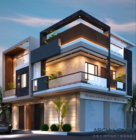 LATEST HOUSE FRONT ELEVATION DESIGNS IDEAS || HOME FRONT WALL DESIGNS || HOUSE EXTERIOR DESIGNS https://youtu.be/ouP_k2jvH-w Corner Balcony Elevation Design, Front Elevation Designs 2023, Corner House Elevation Design, House Front Elevation, Building Front Designs, 3 Storey House Design, Commercial Design Exterior, House Outer Design, Small House Elevation Design