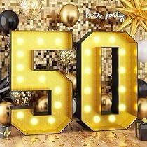 Light Up Numbers, Mosaic Numbers, Black And Gold Party Decorations, 30th Birthday Party Decorations, 40th Birthday Party Decorations, 16th Birthday Decorations, Gold Party Decorations, 30th Birthday Parties, 40th Birthday Parties