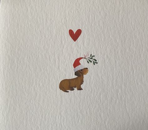 Acrylic Paint Christmas Cards, Christmas Weiner Dog, Dachshund Christmas Cards, Dachshund Watercolor, Dachshund Wallpaper, Dachshund Drawing, Creative Christmas Cards, Cat Christmas Cards, Painted Christmas Cards