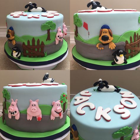 Shaun The Sheep Cake Ideas, Shaun The Sheep Birthday Party, Shaun Sheep, Shaun The Sheep Cake, Sheep Party, Sheep Cake, Baby Boy Birthday Cake, Sheep Cards, Shaun The Sheep