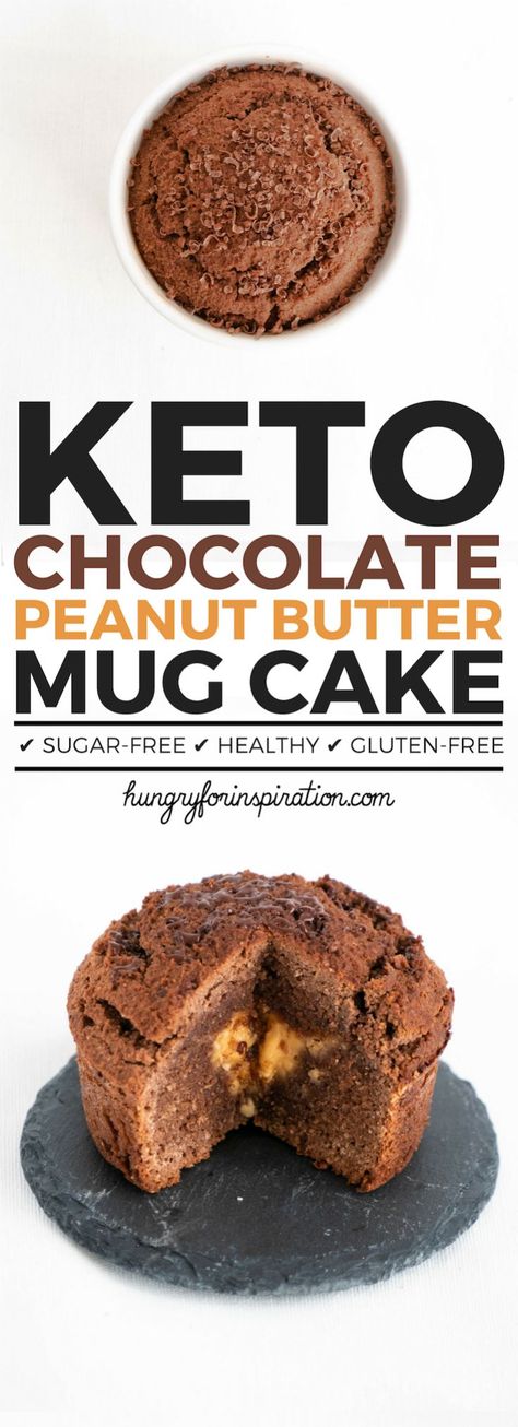 Chocolate Peanut Butter Keto Mug Cake (Keto Dessert, Low Carb Desserts) Long Pin Keto Peanut Butter Mug Cake, Peanut Butter Mug Cake, Low Carb Mug Cakes, Keto Mug, Peanut Butter Mug Cakes, Dessert Oreo, Keto Peanut Butter, Desserts Keto, Postre Keto