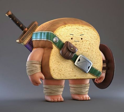 Bread Worrior Art Games, Arte Robot, Model Sheet, Toy Art, 3d Cartoon, Arte Fantasy, Art Workshop, Designer Toys, 3d Characters