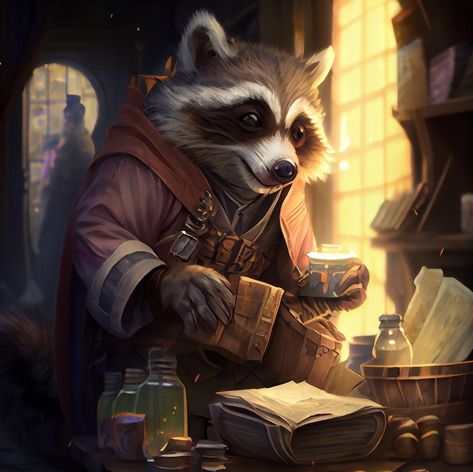 Dnd Raccoon Character, Dnd Shopkeep, Bloomburrow Mtg, Racoon Character Design, Fantasy Raccoon, Carpet Ideas 2023, Npc Ideas, Iphone Wallpaper Aesthetic, Carpet Ideas