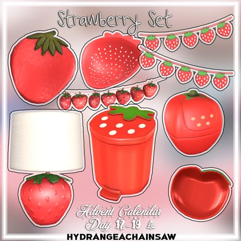 Day 12-19: Strawberry Set 🍓 | Hydrangea on Patreon Sims 4 Strawberry, Sims 3 Custom Content, Los Sims 4 Mods, Sims 4 Challenges, My 2022, Sims Packs, The Sims 4 Pc, Sims 4 Anime, Free Sims 4