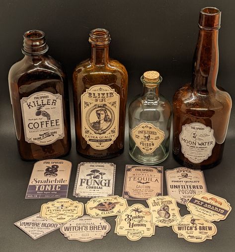 These vintage apothecary labels are perfect for your home remedies.  Each order comes with 16 Apothecary labels. Made from high quality vinyl sticker paper, they are smooth to the touch and both look and feel great when applied. Bottles not included ;) ⭐ Water Resistant ⭐ Scratch Resistant ⭐ Tear Resistant If you have any questions, please feel free to ask! Buy any 5 stickers from my shop and get 5 stickers of your choice for free! custom die cut stickers Stickers work best placed on flat, dry a Vintage Bottle Labels, Vintage Apothecary Labels, Apothecary Aesthetic, Apothecary Store, Apothecary Design, Apothecary Labels, Vintage Apothecary, Etiquette Vintage, Apothecary Bottles