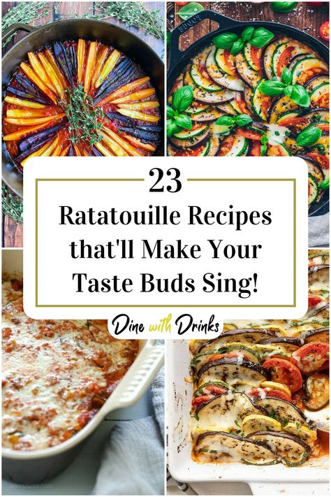 Collage of 4 ratatouille recipes. Thanksgiving Ratatouille, Fall Ratatouille Recipe, French Vegetables, Best Ratatouille Recipe, Classic Ratatouille Recipe, Ratatouille Recipes, Ratatouille Dish, Autumn Dinners, Ramekin Recipe