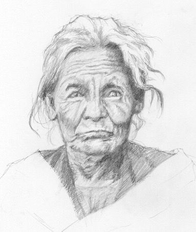 30 Faces in 30 Days Old People Faces Drawing, How To Draw Middle Aged Women, Old Woman Sketch Drawing, Half Face Sketch Pencil Drawings, Old Face Sketch, Simple Face Drawing, Old Faces, Face Sketch, Old Woman