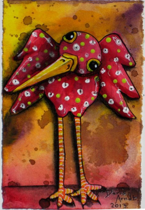 Funky Bird Art, Wonky Birds, Whimsical Art Animals, Funky Birds, Whimsical Bird Art, Quirky Birds, Whimsical Birds, Whimsical Art Paintings, It Is Finished