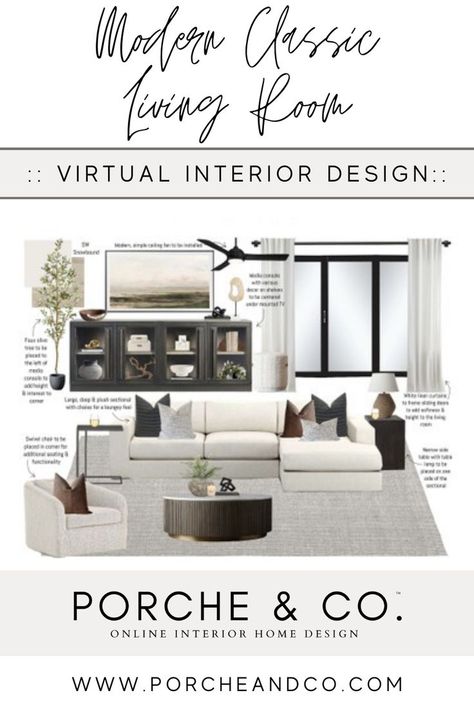 Family Room Modern Traditional, Transitional Room Ideas, Ltk Living Room, Transitional Tv Room, Modern Classic Living Room Decor, Rh Modern Living Rooms, Modern Contemporary Family Room, Modern Classic Living Room Design, Creative Accent Wall Ideas