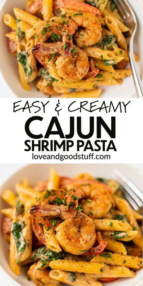 Cajun Pasta Recipes, Creamy Cajun Shrimp, Shrimp Pasta Recipes Easy, Spiced Shrimp, Seasoned Shrimp, Creamy Cajun Shrimp Pasta, Penne Pasta Recipes, Cajun Shrimp Pasta, Homemade Cajun Seasoning