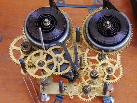 Antique Clock Repair, Mechanical Projects, Wooden Clocks, Steam Engine Model, Watch Making, Wooden Gears, Gear Clock, Vintage Clocks, Mechanical Clock