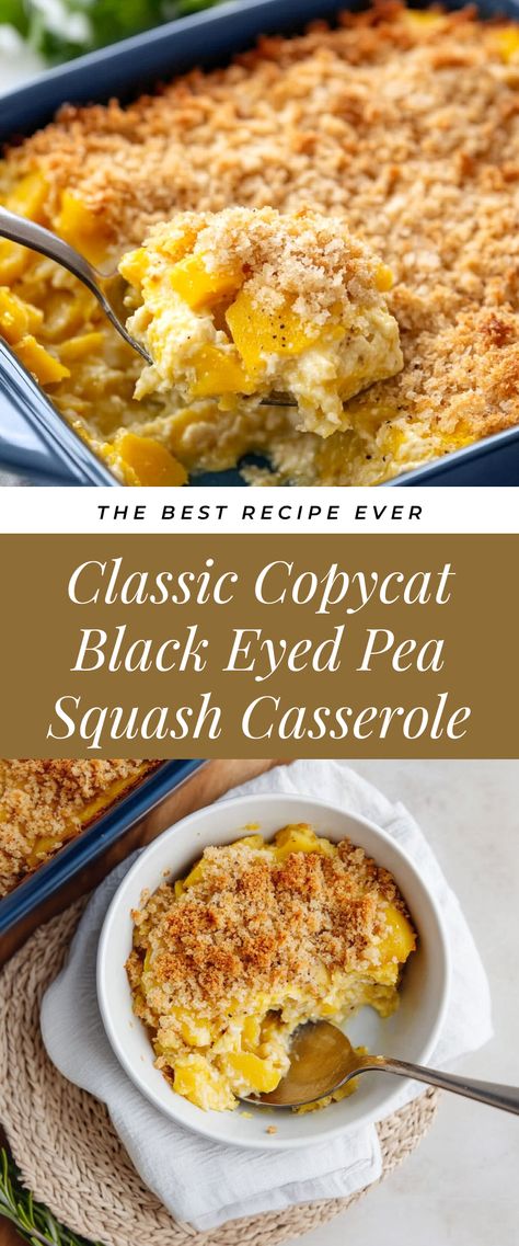 Image for Classic Copycat Black Eyed Pea Squash Casserole Black Eyed Peas Casserole, Baked Squash Casserole, Blackeye Peas Recipes, Black Eyed Pea Casserole, Blackeyed Pea Recipes, Mashed Squash, Blackeyed Peas, Black Eyed Peas Recipe, Squash Casserole Recipes