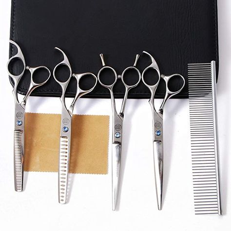 Amazon.com: Moontay Professional Dog Grooming Scissors Set, 7 Inch/8 Inch Pet Grooming Scissors Chunkers Shears for Dog, Curved Dog Grooming Scissors, Thinning Shears for Dog with Grooming Comb Dog Clippers Pet Grooming, Dog Grooming Combs, Dog Grooming Scissors, Pet Grooming Supplies, Thinning Shears, Kitchen Shears, Hair Scissors, Dog Grooming Memes, Grooming Kit