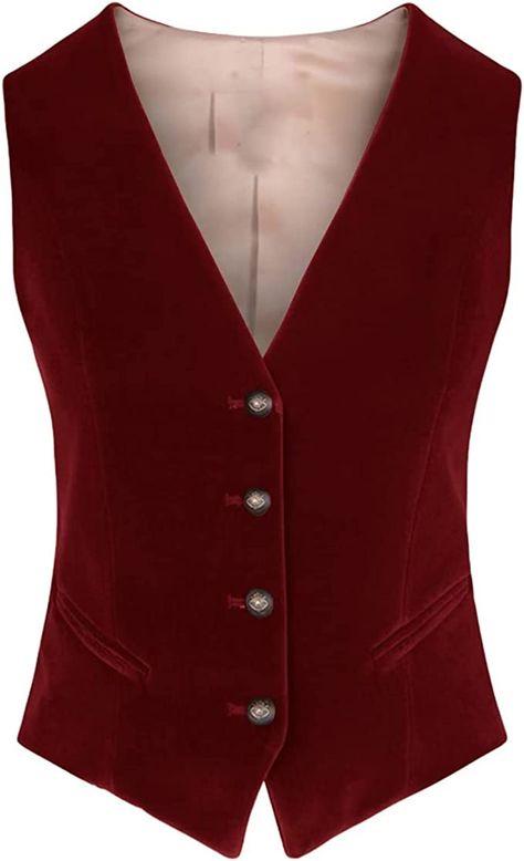 Red Suit Vest, Red Vest Outfit, Red Dress Jacket, Vest Outfit Ideas, Womens Suit Vest, Red Waistcoat, Business Vest, Formal Vest, Velvet Vest