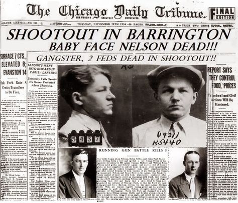 Baby Face Nelson, Grand Haven Michigan Jean Parker, Baby Face Nelson, John Dillinger, Emma Parker, Newspaper Front Pages, Mafia Gangster, Newspaper Headlines, Historical Newspaper, Vintage Newspaper