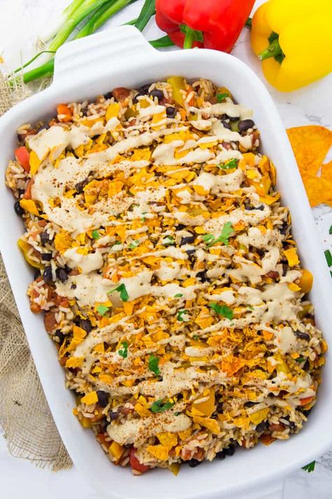 Vegan Mexican Rice, Vegan Mexican Food, Veg Tacos, Vegan Casserole Recipes, Vegan Weeknight Meals, Mexican Rice Casserole, Vegan Casserole, Vegetarian Mexican, Rice Casserole Recipes