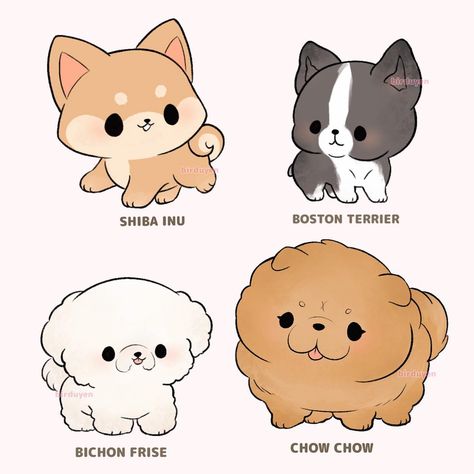 Chibi Dog, Cute Dog Drawing, Puppy Drawing, Illustration Cute, Cute Instagram, Cute Animal Drawings Kawaii, Puppy Photos, Cute Doodles Drawings, Cute Cartoon Drawings