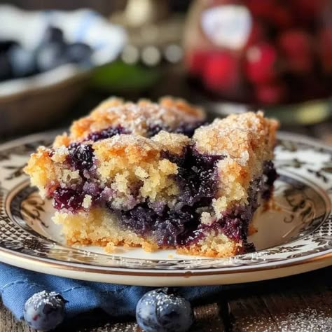 Blueberry Buckle with Brown Sugar Topping – Tasty Recipes Blueberry Lemon Bars, Cobbler Bars, Blueberry Buckle Recipe, Lemon Blueberry Bars, Blueberry Coffee Cake Recipe, Blueberry Pie Bars, Low Carb Keto Desserts, Mousse Au Chocolat Torte, Blueberry Buckle