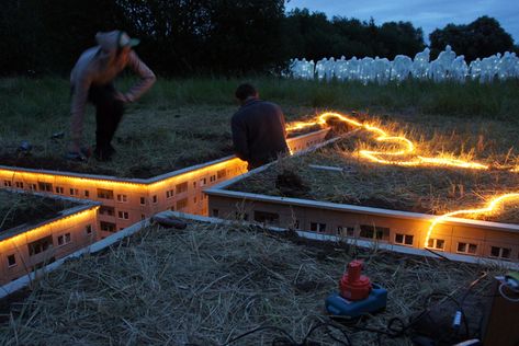 EVOL: underground city at ms dockville Underground City, Street Art Utopia, Urban Landscape Design, Underground Cities, Theatre Design, Hamburg Germany, Sculpture Installation, Land Art, Street Artists